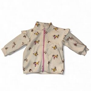 H&M Floral Fleece Jacket with Ruffle Sleeves